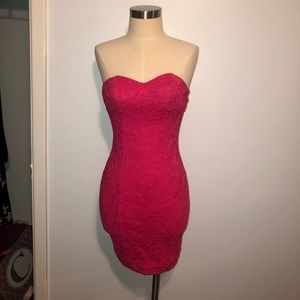 Fuchsia floral embroidered mini dress